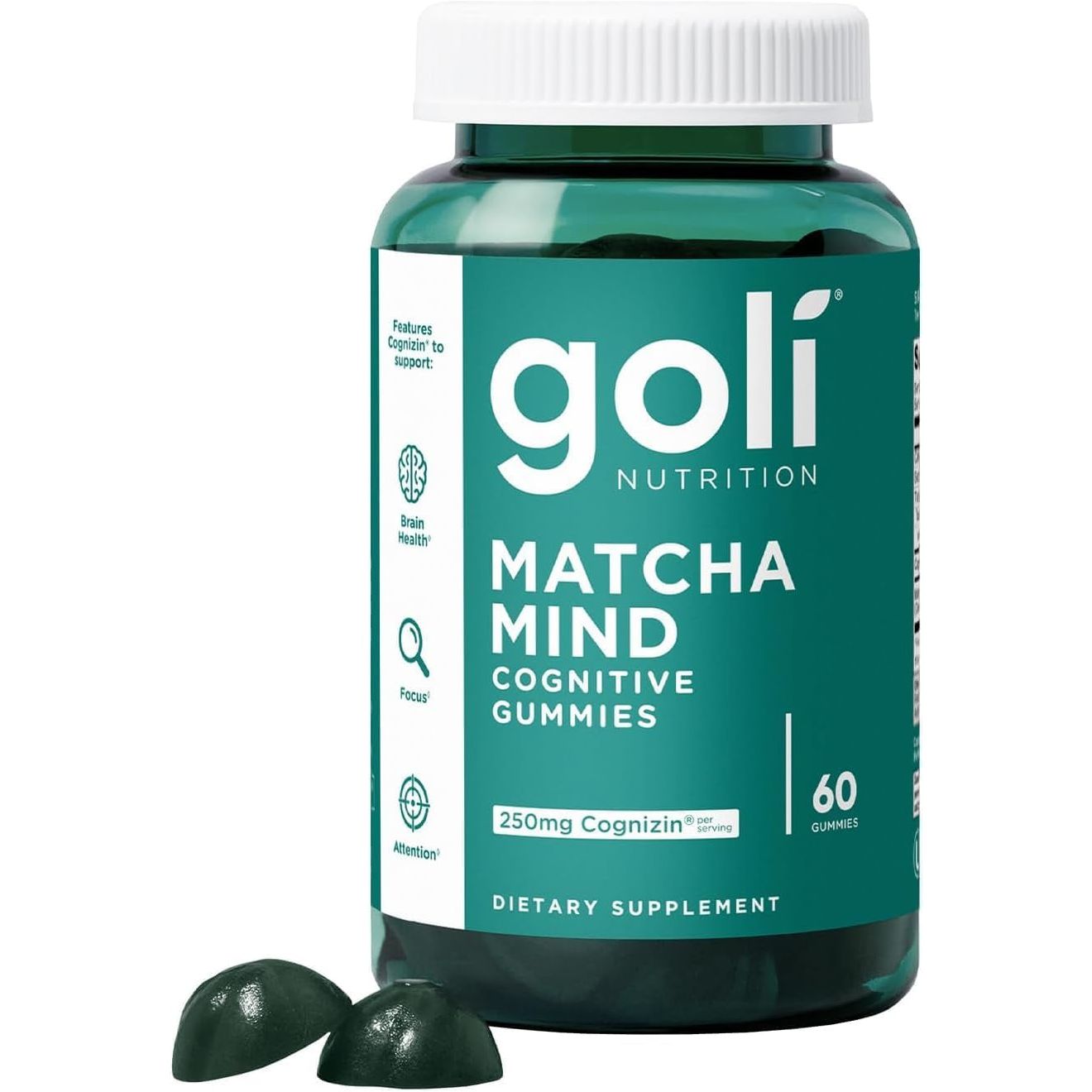 Goli Matcha Mind Cognitive Gummies 60 Gummies | Focus, Mental Clarity & Stress Support
