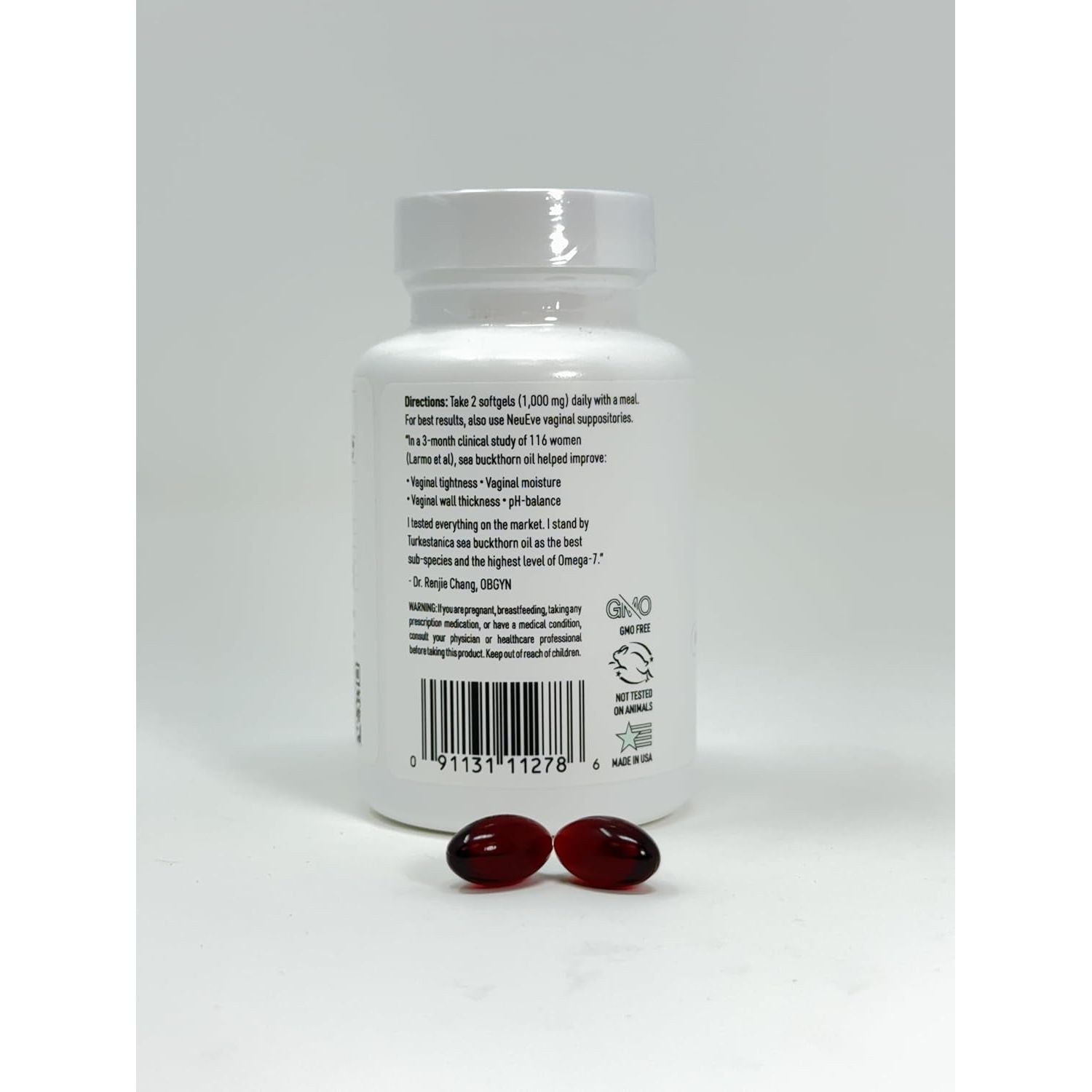 NeuEve Feminine Moisture Support Supplements 60 Softgels | Omega-7 Sea Buckthorn Oil for Vaginal Dryness Relief