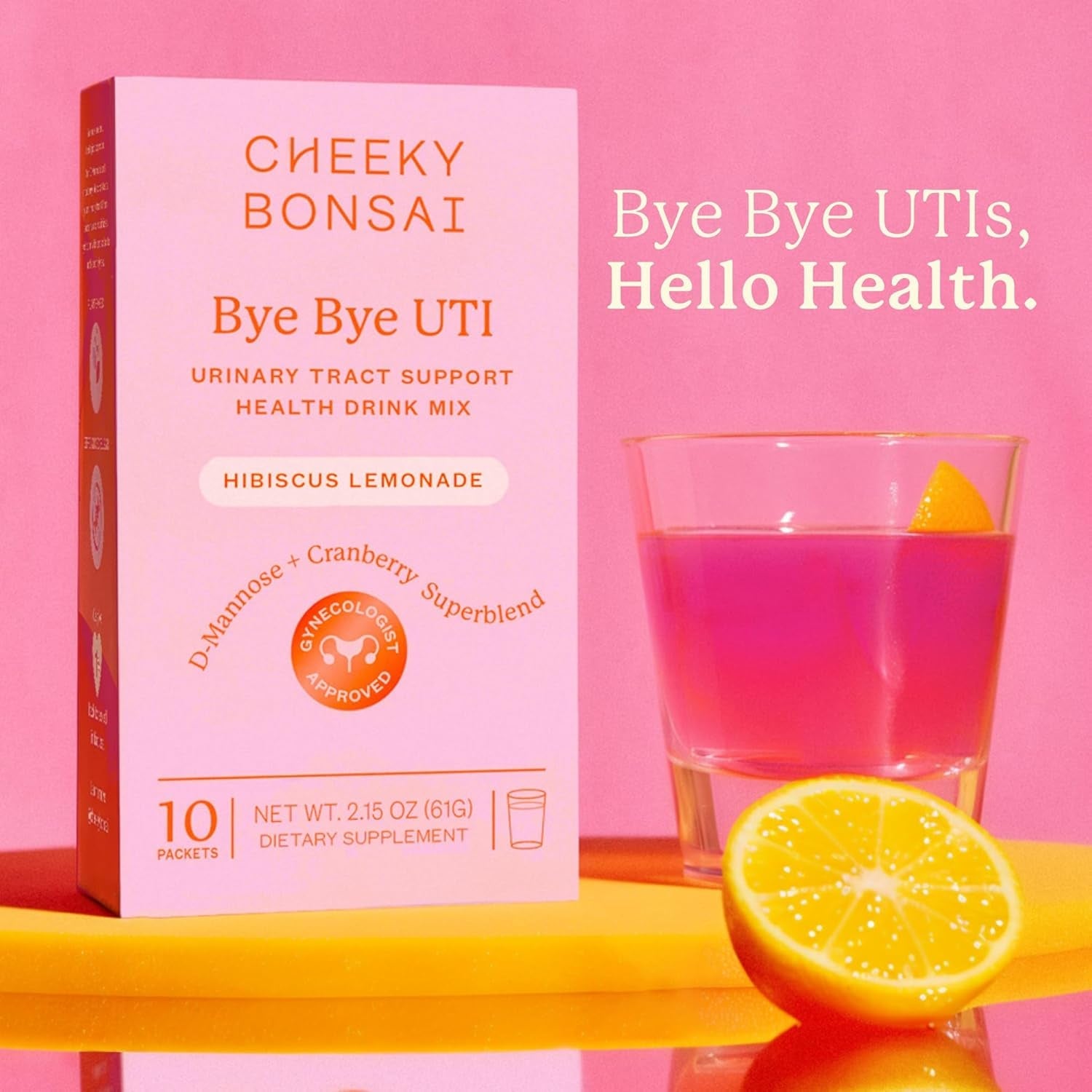Cheeky Bonsai Bye Bye UTI 10 Hibiscus Lemonade Drink Mix Packets