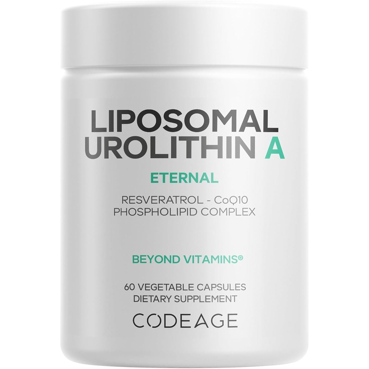 Codeage Liposomal Urolithin A - 60 Capsules | Cellular Energy + Longevity Support with Resveratrol & CoQ10
