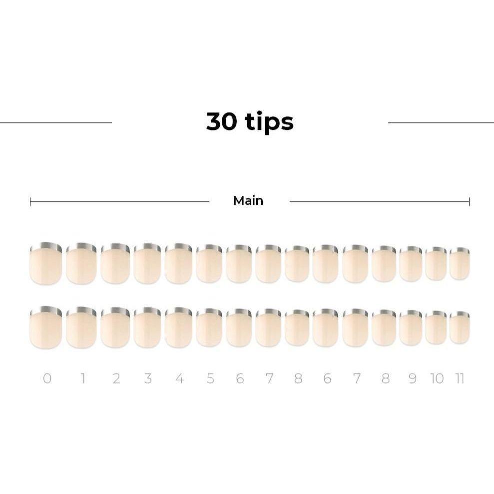 Dashing Diva Magic Press Design | Silver Slim French 30 Tips | Instant Gel Manicure DASHING DIVA