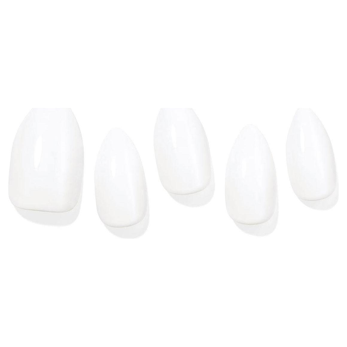 Dashing Diva Magic Press Design | Titanium Edge White 30 Tips | Glossy Press-On Gel Nails with Chrome Accent DASHING DIVA