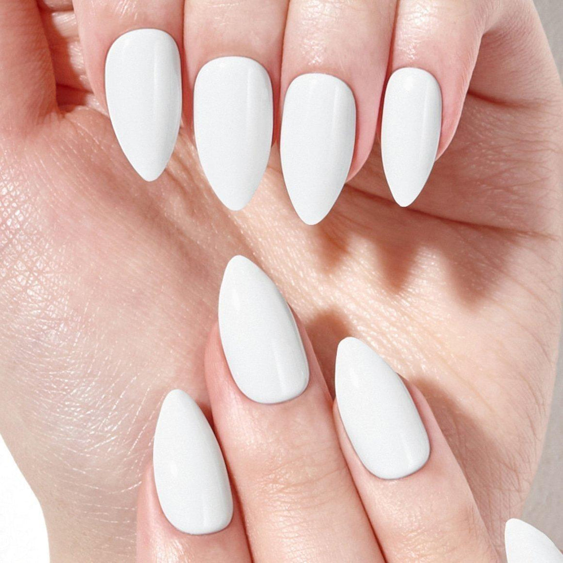 Dashing Diva Magic Press Design | Titanium Edge White 30 Tips | Glossy Press-On Gel Nails with Chrome Accent DASHING DIVA