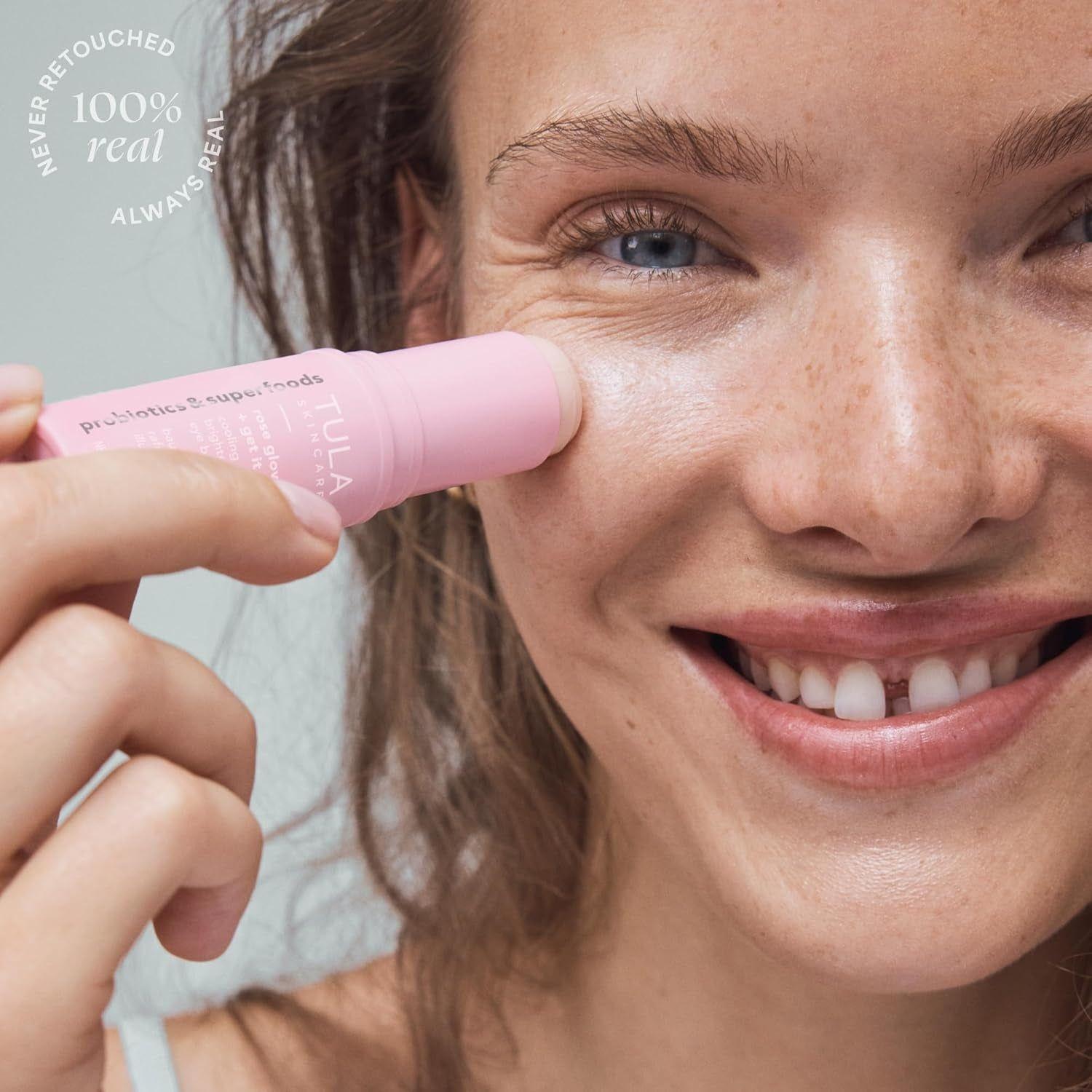 TULA SKINCARE Rose Glow + Get It Cooling & Brightening Eye Balm - 10g | Hydrating & Refreshing Under-Eye Care