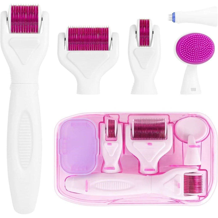 Titanium Derma Roller 6-in-1 Tool Set | Professional At-Home Microneedling for Skin Rejuvenation