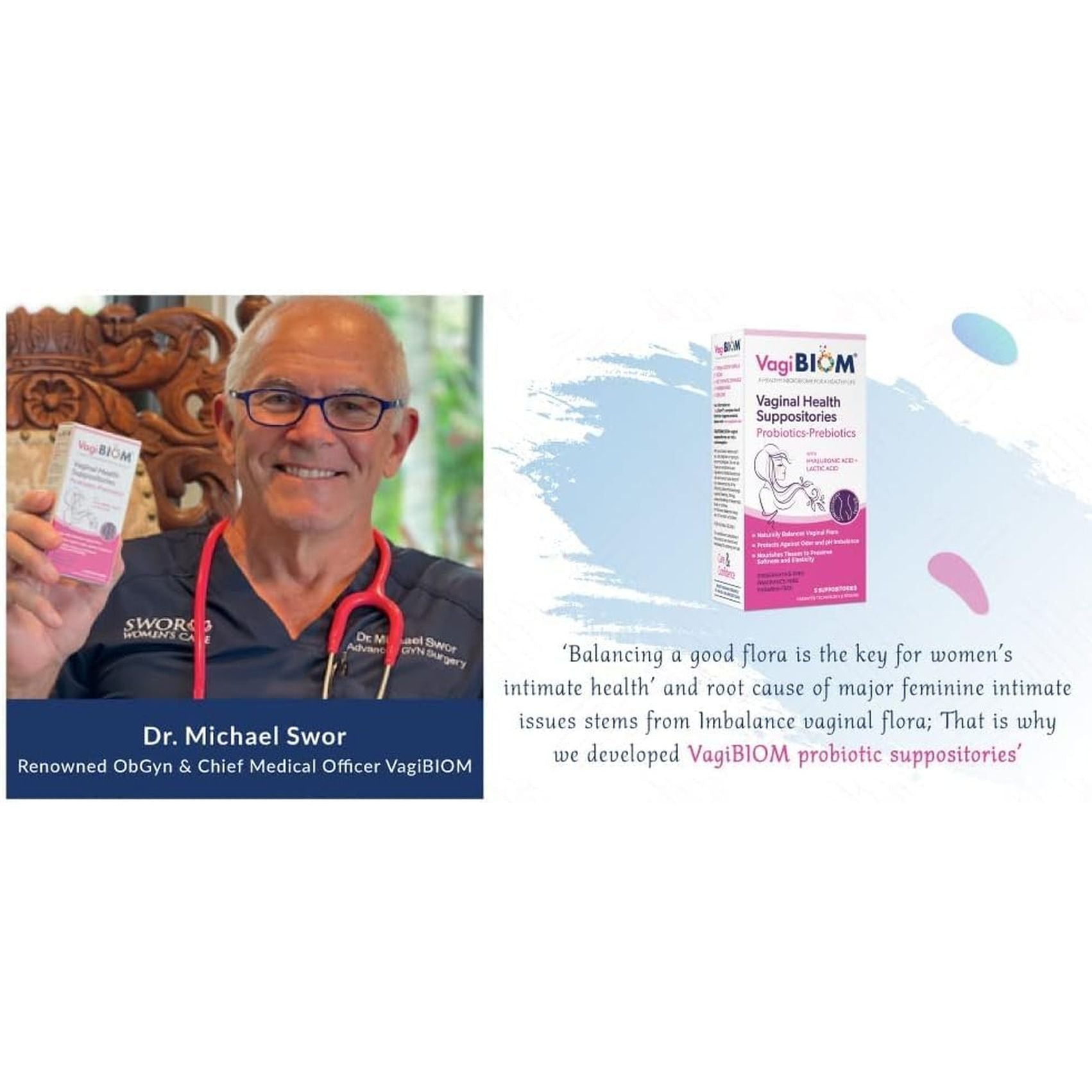 VagiBiom Vaginal Health Suppositories - 2 Suppositories (Travel Pack) | Probiotic pH Balance & Odor Control