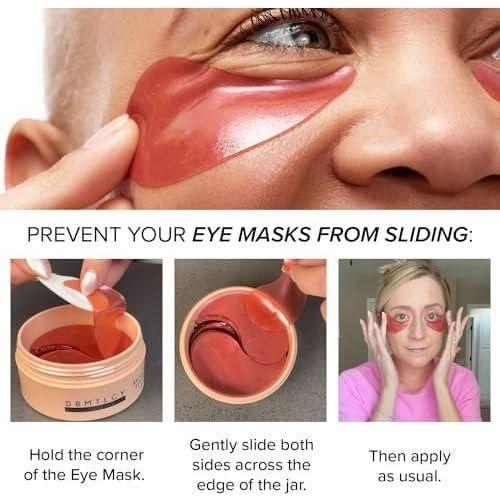 DRMTLGY Brightening Eye Masks 60 Under Eye Patches | Caffeine-Infused Hydration & Puffiness Reduction