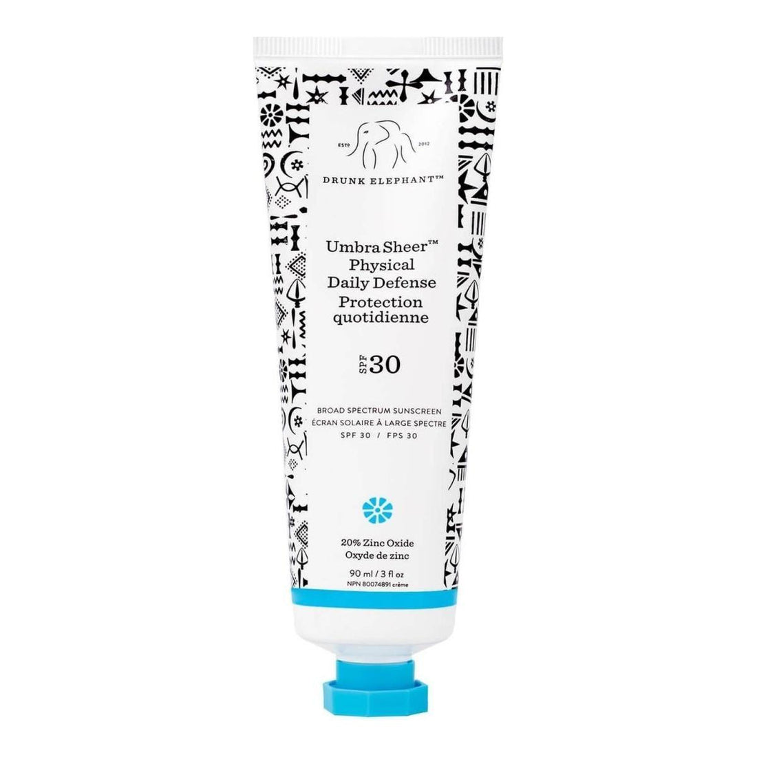 Drunk Elephant Umbra Sheer Physical Daily Defense SPF 30 90ml | Broad-Spectrum UVA/UVB Protection & Antioxidant Care  Lightweight, sheer, and hydrating sun protection for daily use