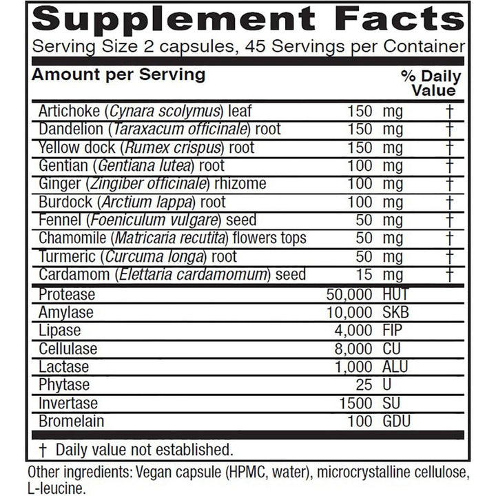 Vitanica Bitters Extra 90 Capsules | Herbal Digestive Bitters with Enzymes for Healthy Digestion
