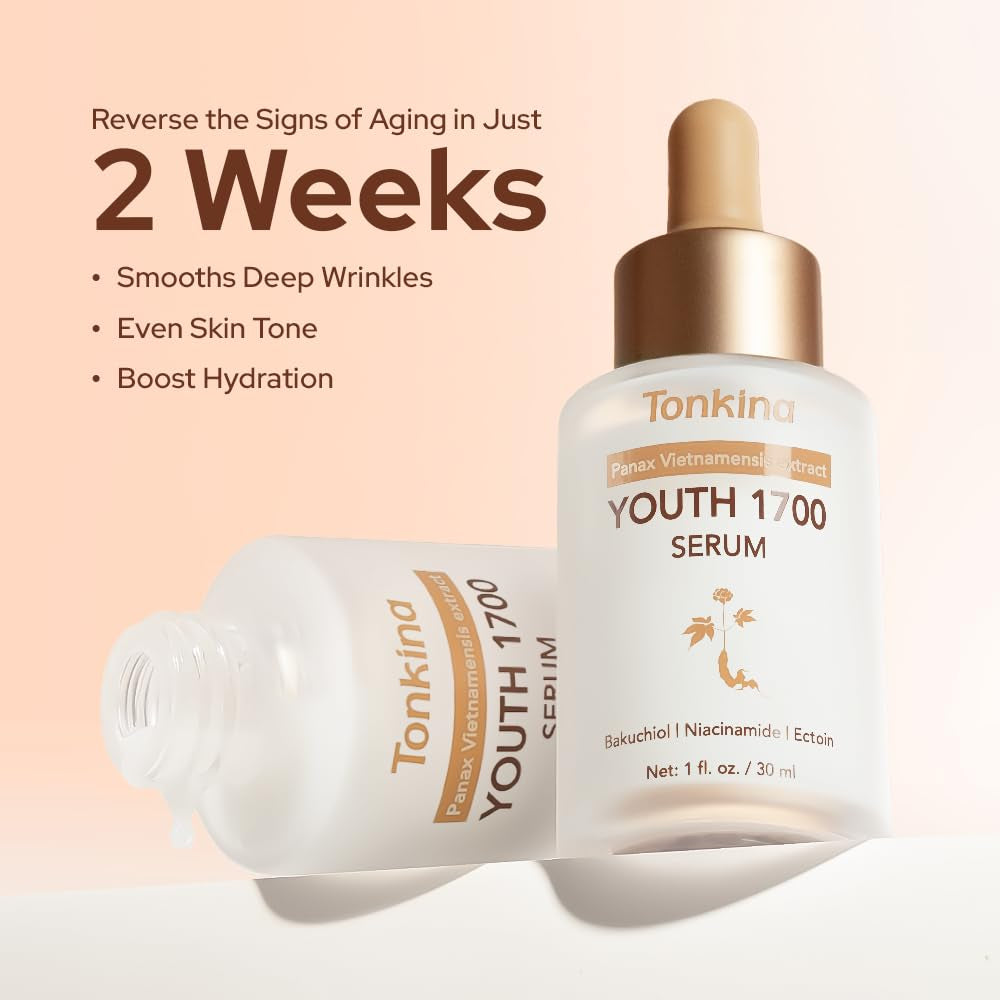 Tonkina Youth 1700 Serum – 30ml | Gentle Bakuchiol Retinol Alternative for Radiant, Youthful Skin