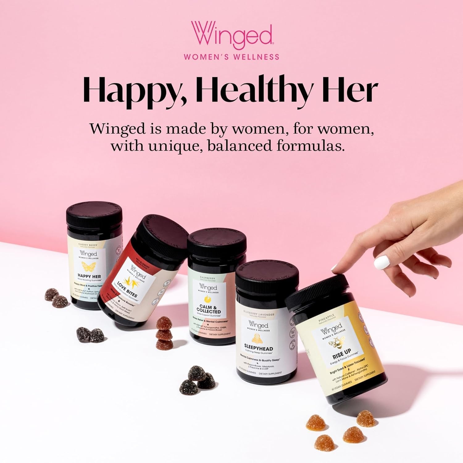 Winged Wellness Sleepyhead Calming Sleep Gummies for Women Blueberry Lavender 60 Gummies | Natural Melatonin & Herbal Support