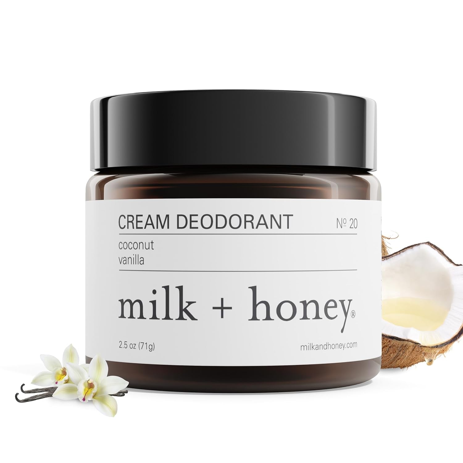 milk + honey Cream Deodorant No. 20  71 g | Natural Deodorant with Coconut & Vanilla | Aluminum-Free, Sensitive Skin Safe