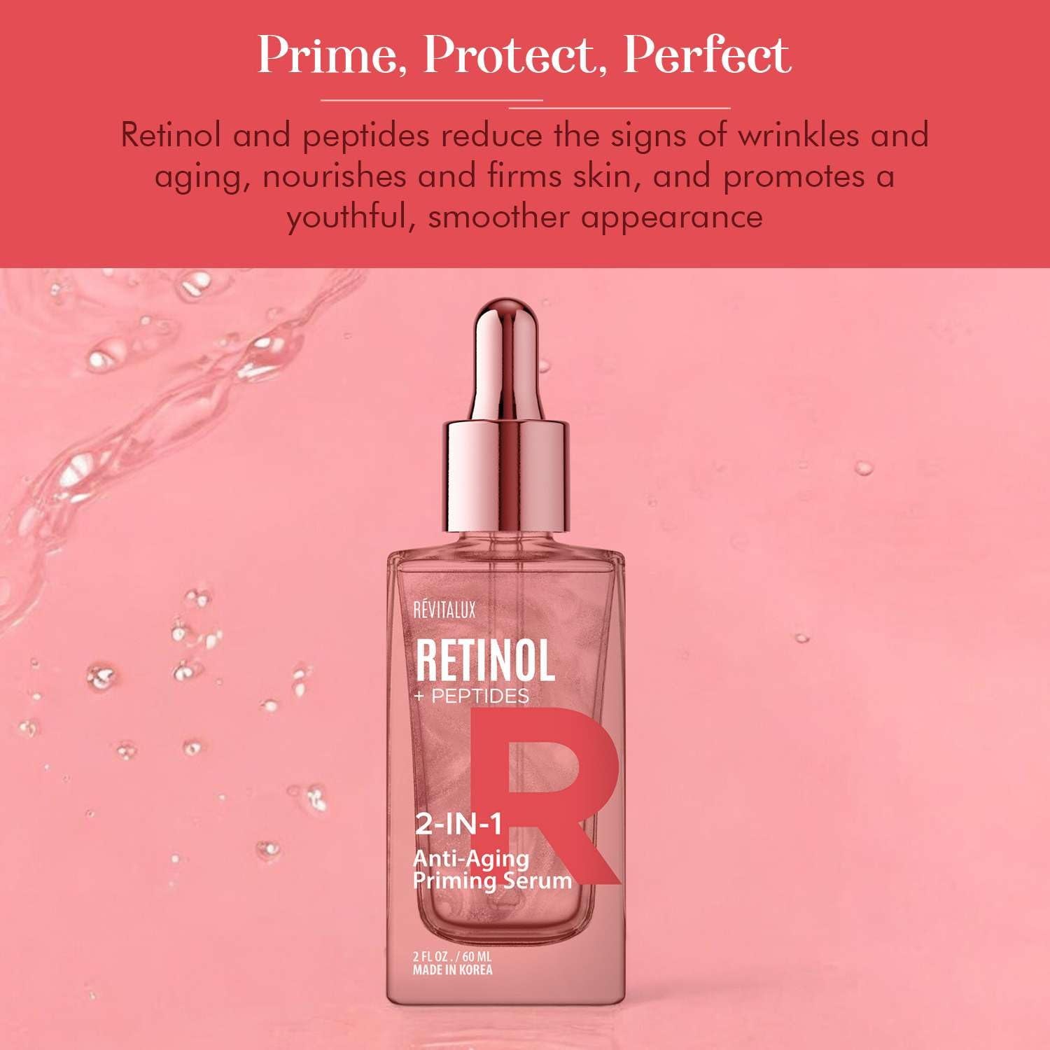 RevitaLux Retinol & Peptides 2-in-1 Anti-Aging Priming Serum – 60ml |The K-Beauty Power Duo for Firm, Smooth & Makeup-Ready Skin
