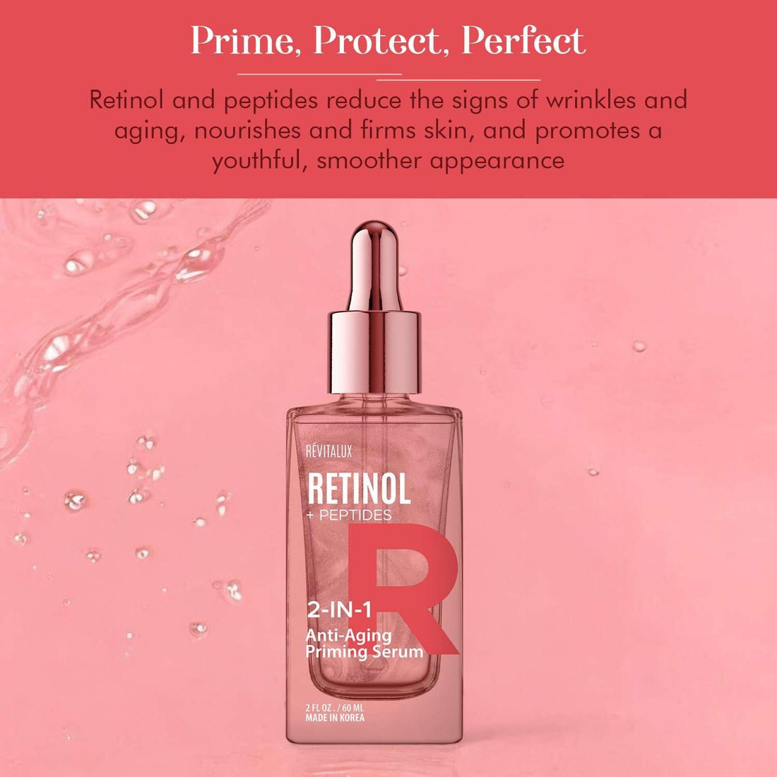 RevitaLux Retinol & Peptides 2-in-1 Anti-Aging Priming Serum – 60ml |The K-Beauty Power Duo for Firm, Smooth & Makeup-Ready Skin