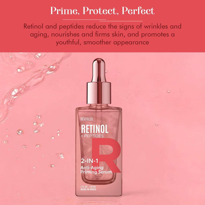 RevitaLux Retinol & Peptides 2-in-1 Anti-Aging Priming Serum – 60ml |The K-Beauty Power Duo for Firm, Smooth & Makeup-Ready Skin