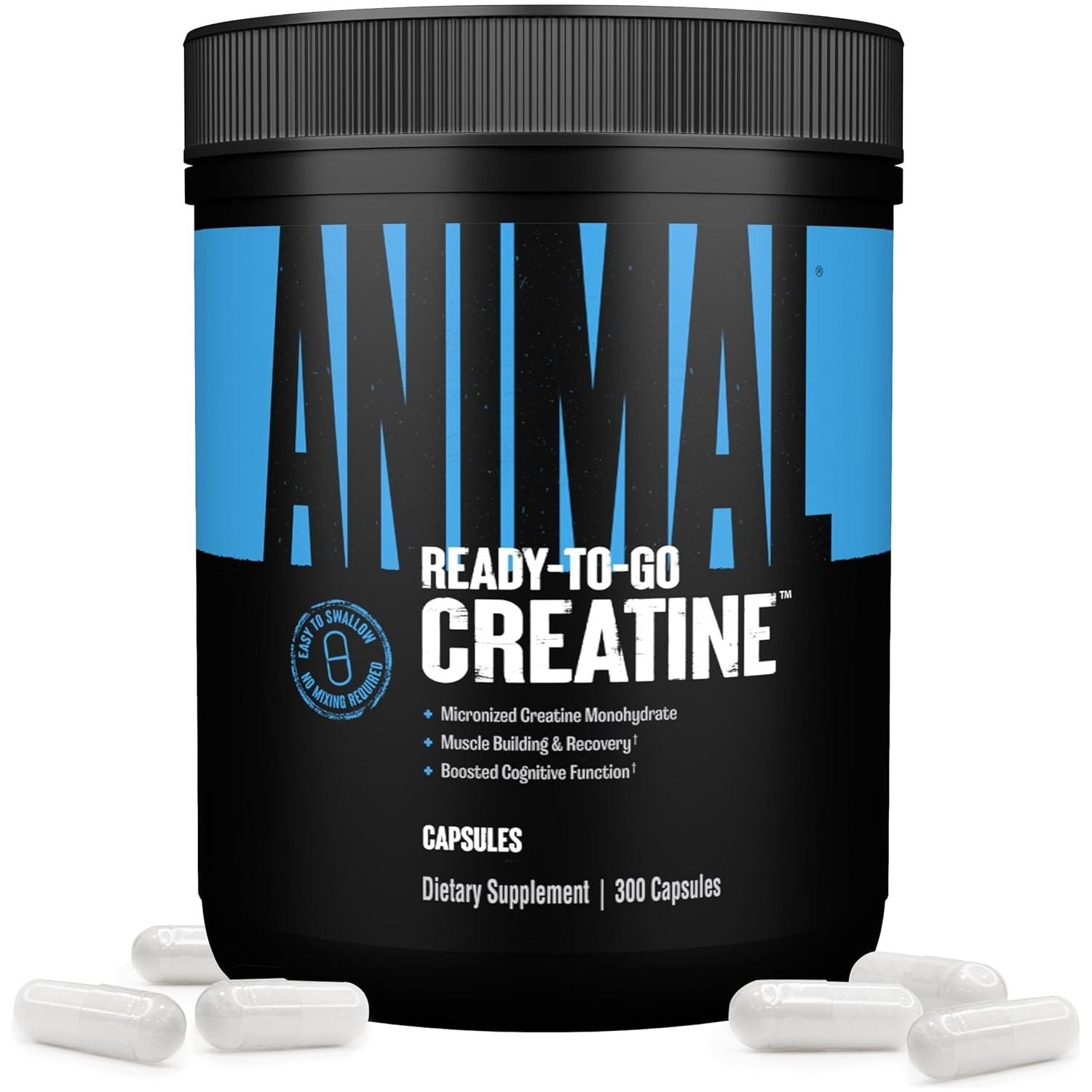Animal Micronized Creatine Monohydrate Capsules 300 Caps | 2,500mg Per Serving for Muscle Growth & Recovery