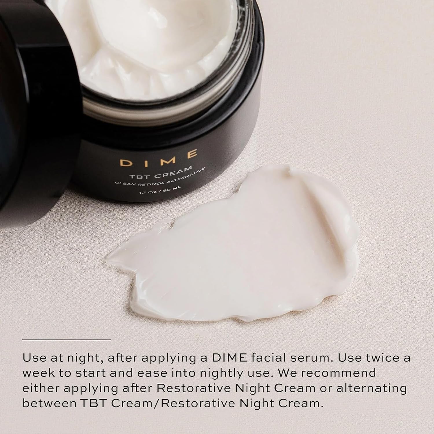 DIME TBT Cream - 50ml | Retinol Alternative Night Moisturizer for Firming & Anti-Aging