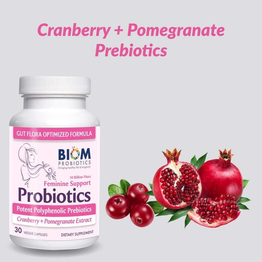 Biom Probiotics Feminine Support - 30 Veggie Capsules | Gut & Vaginal Microbiome Balance