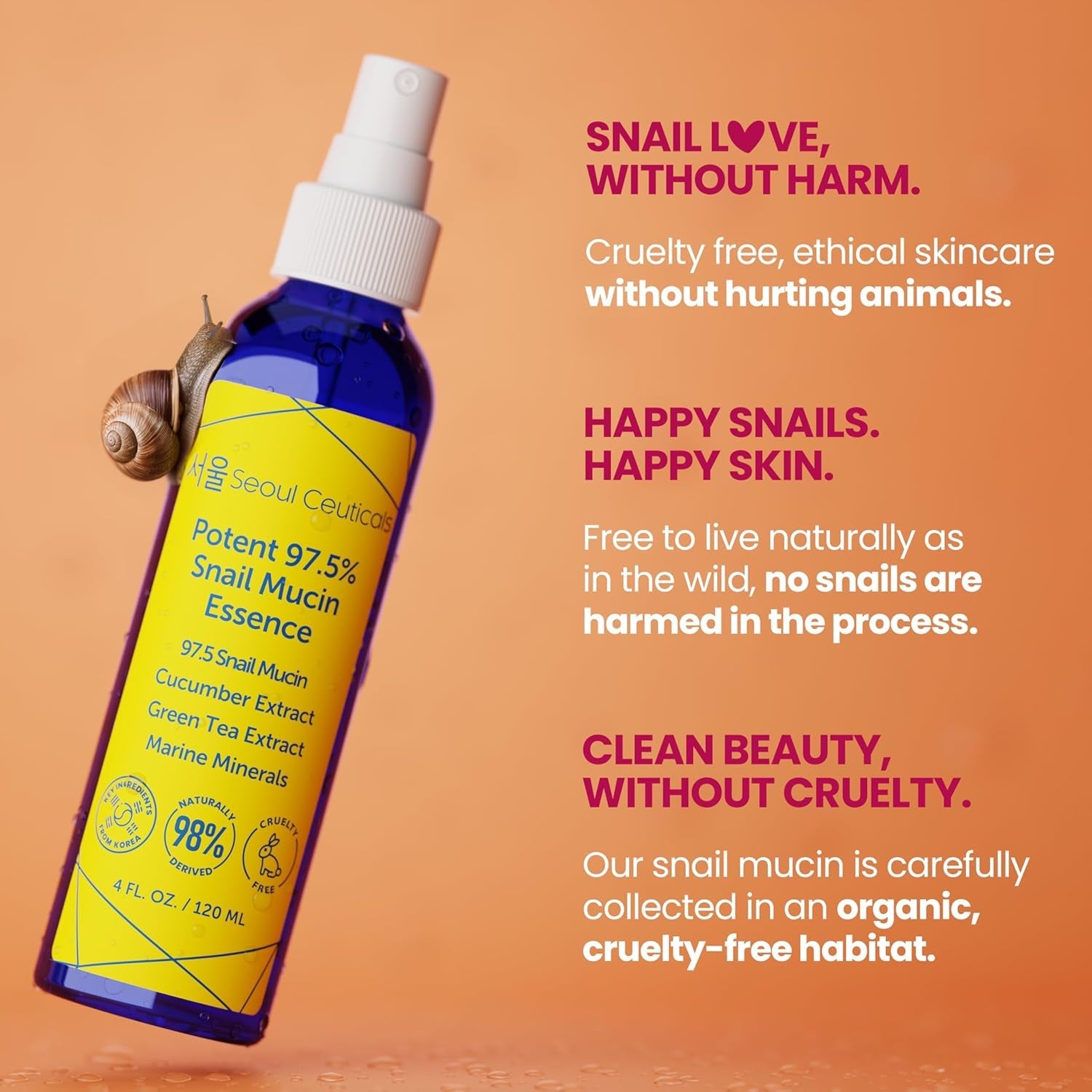 SeoulCeuticals Potent 97.5% Snail Mucin Essence 120ml | Hydrating & Anti-Aging K-Beauty Mist