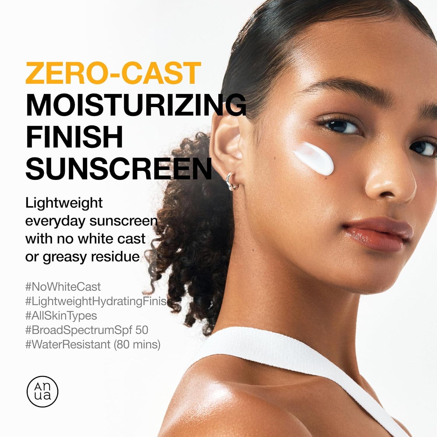 Anua Zero-Cast Moisturizing Finish Sunscreen SPF 50 50ml | No White Cast, Hydrating & Skin-Perfecting UV Protection