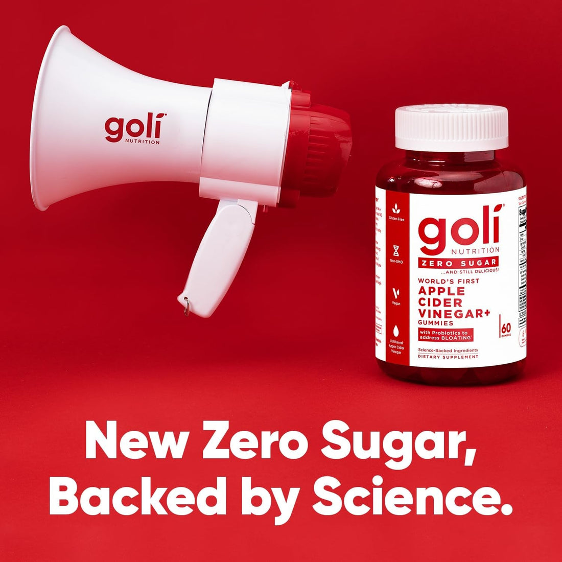 Goli Zero Sugar Apple Cider Vinegar Gummies 60 Gummies | Gut Health, Bloating Relief & Energy Support