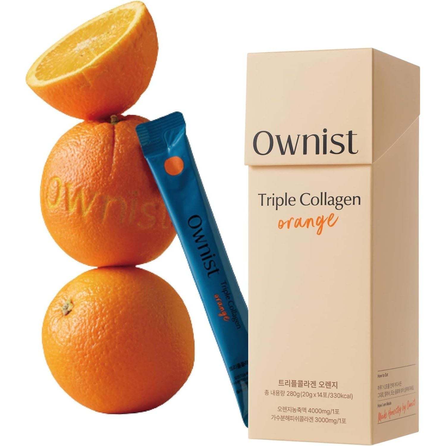 Ownist Triple Collagen Orange - 14 Stick Packs | Marine Collagen for Radiant Skin & Hydration