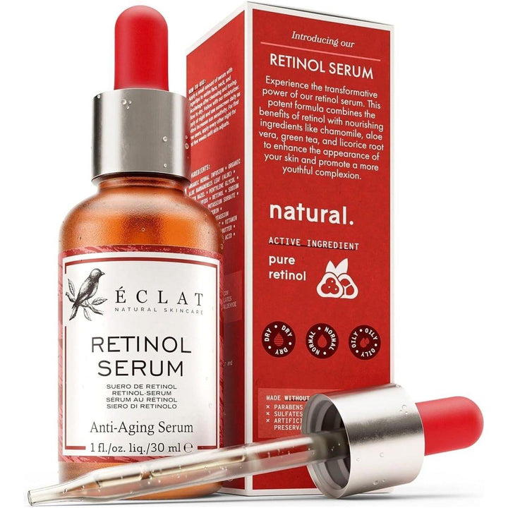 Eclat Pure Retinol Serum for Face & Neck (2.5%) 30ml | Skin Rejuvenation & Ageless Beauty | Advanced 2.5% Pure Retinol Reduces Wrinkles · Boosts Renewal · Encapsulated for Gentle Yet Powerful Results