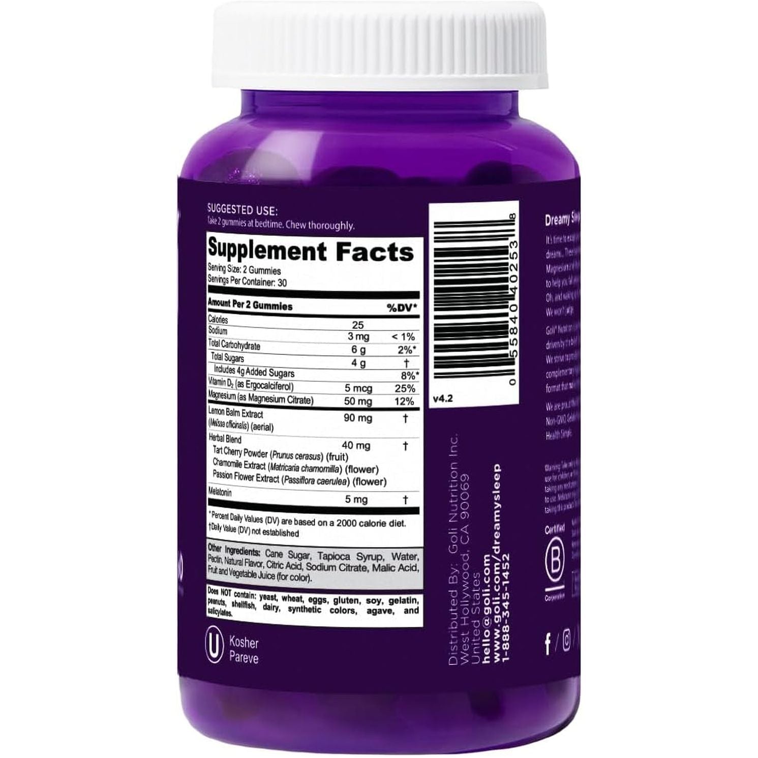 Goli Dreamy Sleep Gummies 60 Gummies | Restful Sleep Support with Melatonin, Magnesium & Lemon Balm