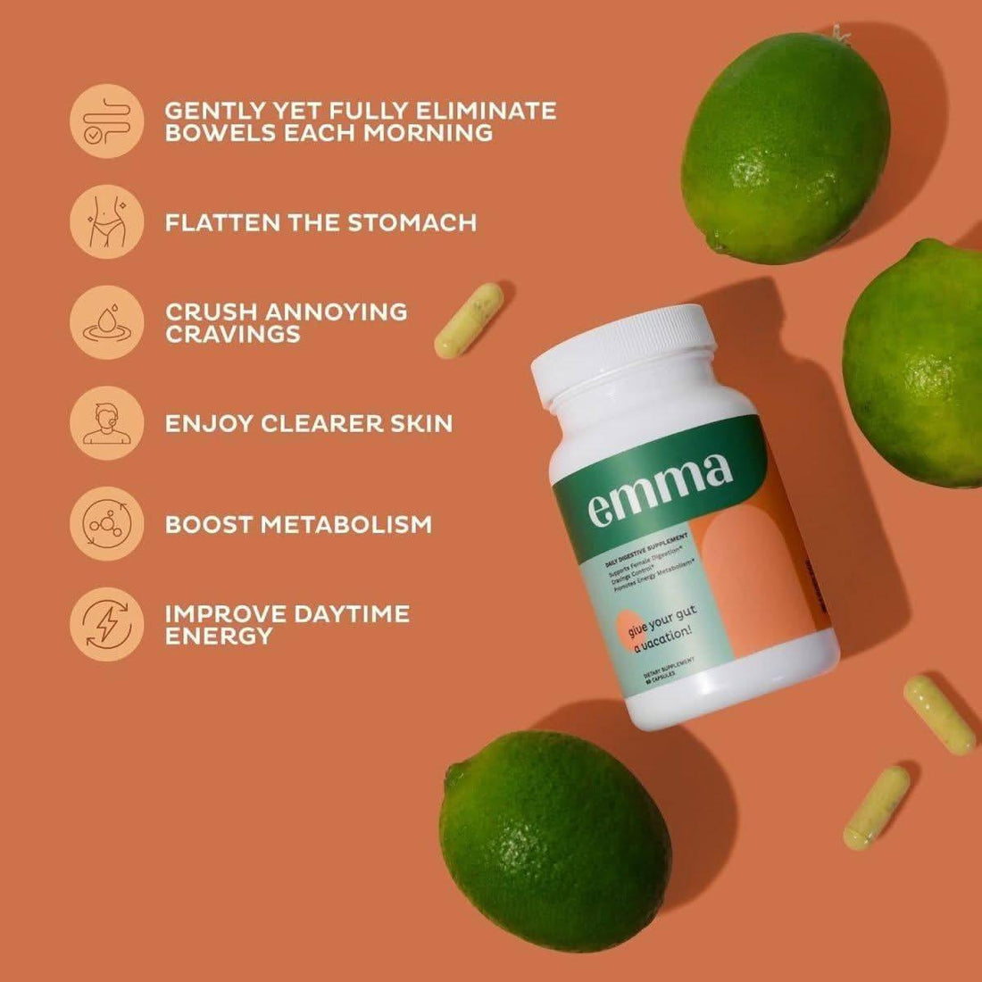 Emma Daily Digestive Supplement 60 Capsules | Gut Health & Bloating Relief