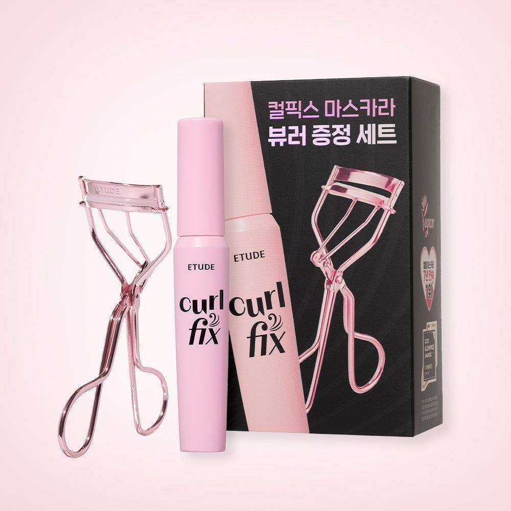ETUDE Curl Fix Mascara & Eyelash Curler SET 24-Hour Lash Lift & Definition for Dramatic Lashes