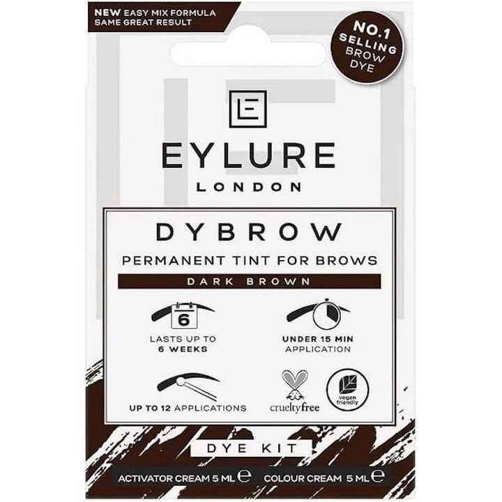 Eylure DYBROW Eyebrow Dye Kit Intense & Defined Brows Brown | Long-Lasting, Easy Application