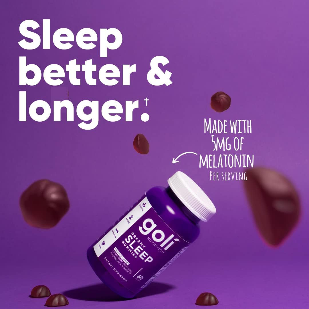 Goli Dreamy Sleep Gummies 60 Gummies | Restful Sleep Support with Melatonin, Magnesium & Lemon Balm