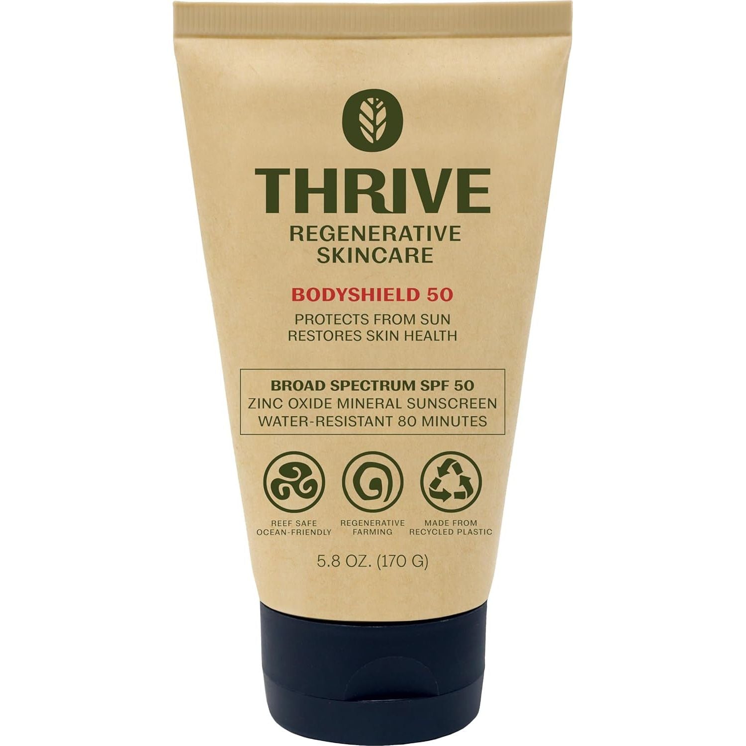 Thrive BodyShield SPF 50 Mineral Sunscreen 170g | Reef-Safe, Regenerative Plant-Powered Sun Protection