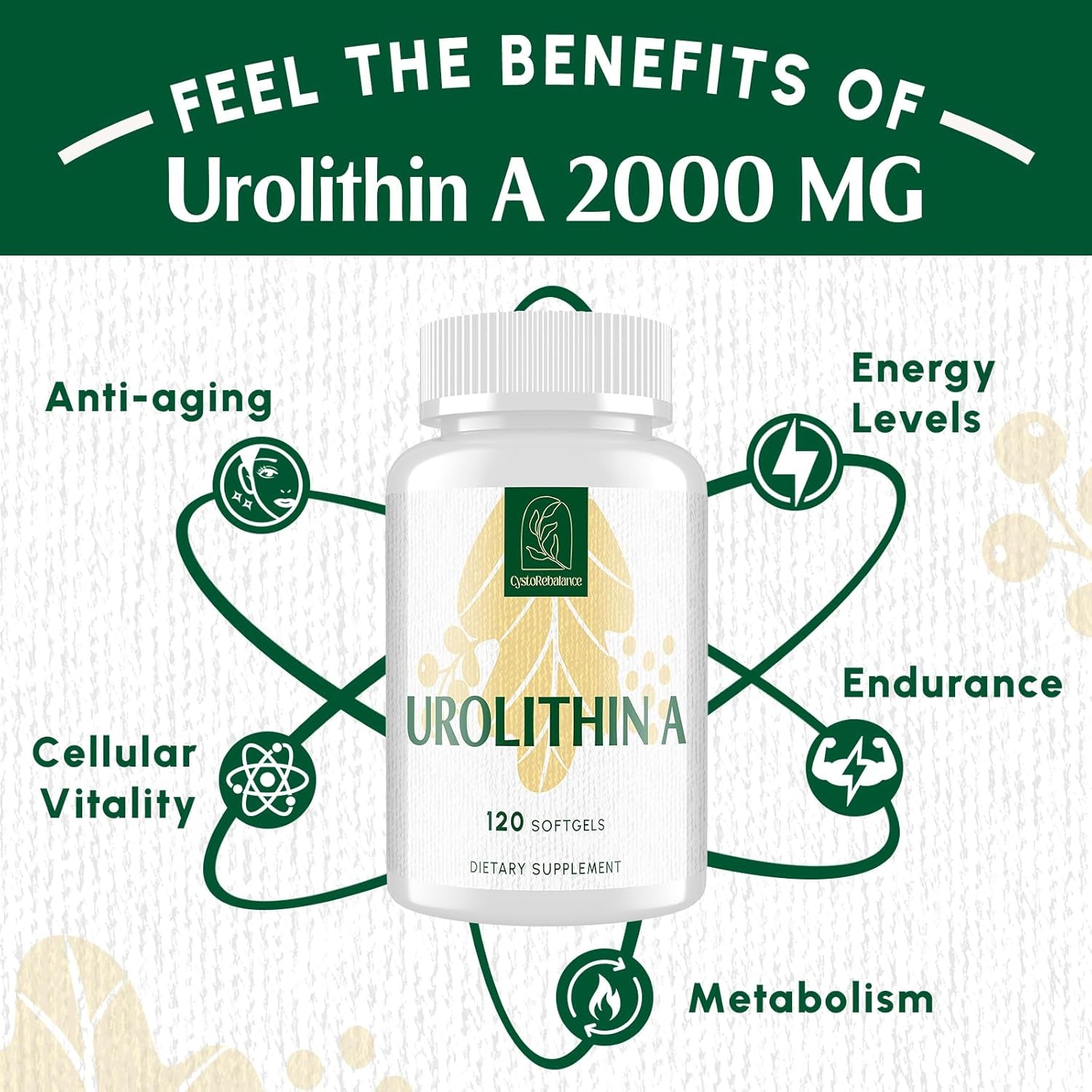 CystoRebalance Urolithin A - 120 Softgels | 2000mg High-Absorption Cellular Health Supplement