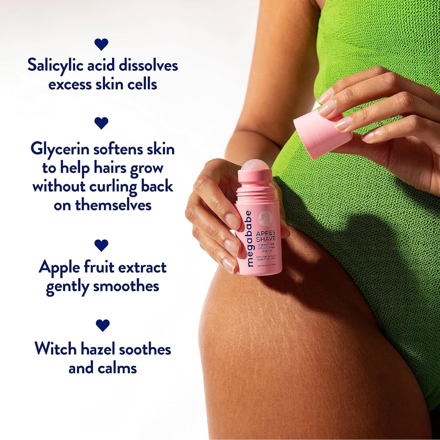 Megababe Après Shave Ingrown & Razor Bump Roll-On Solution 88ml | Award-Winning Ingrown Hair Treatment for Smooth, Bump-Free Skin