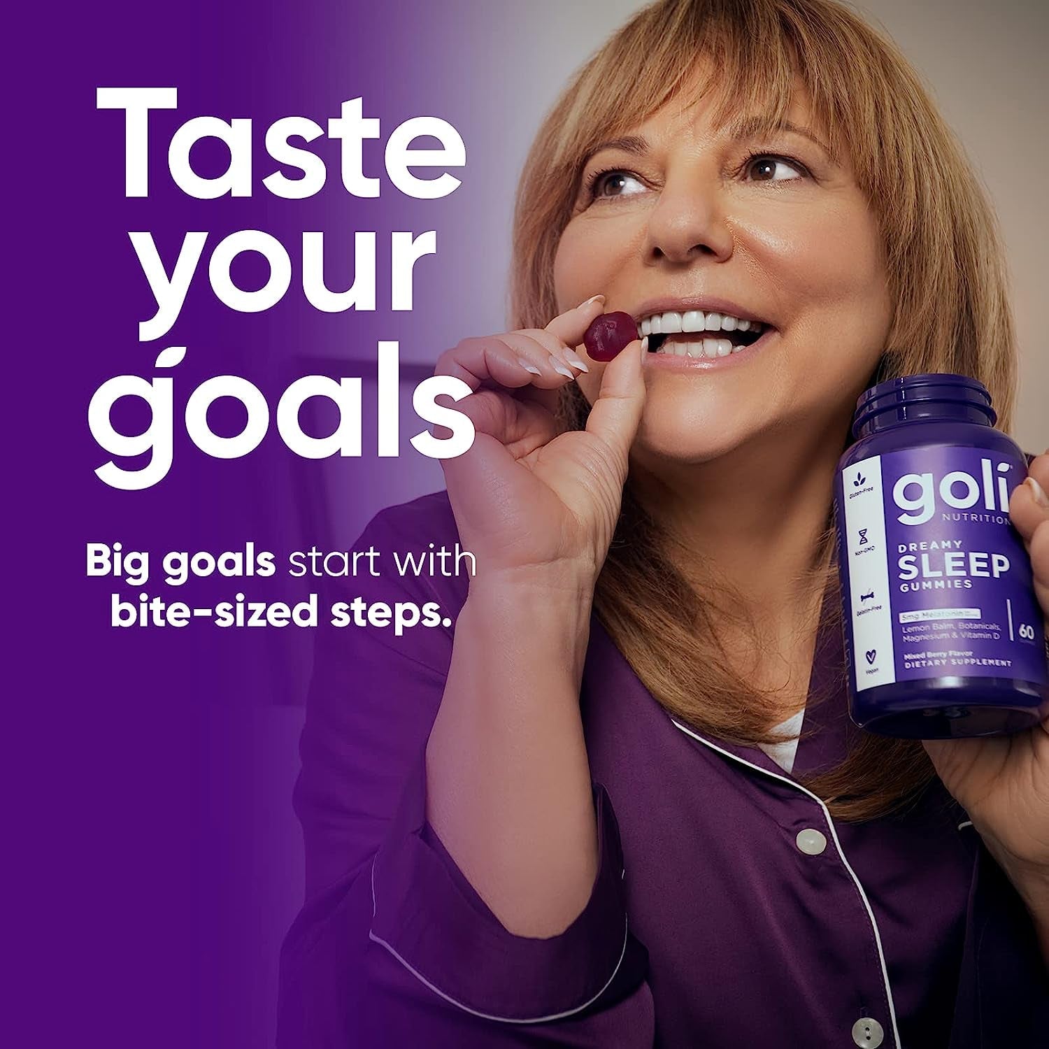 Goli Dreamy Sleep Gummies 60 Gummies | Restful Sleep Support with Melatonin, Magnesium & Lemon Balm
