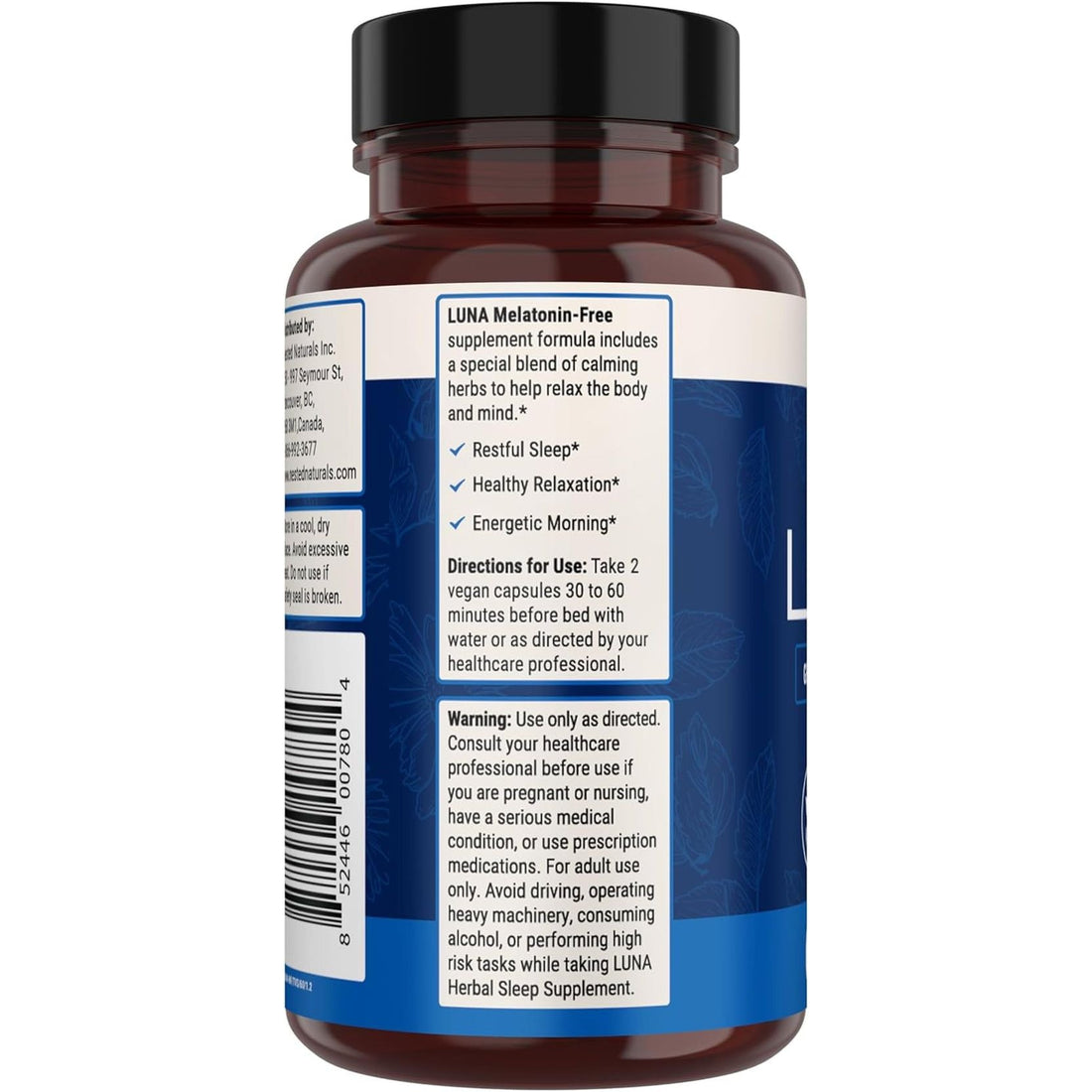 Nested Naturals Luna Gentle Sleep Supplement (Melatonin-Free) – 60 Vegan Capsules | Natural, Non-Habit Forming Sleep Aid