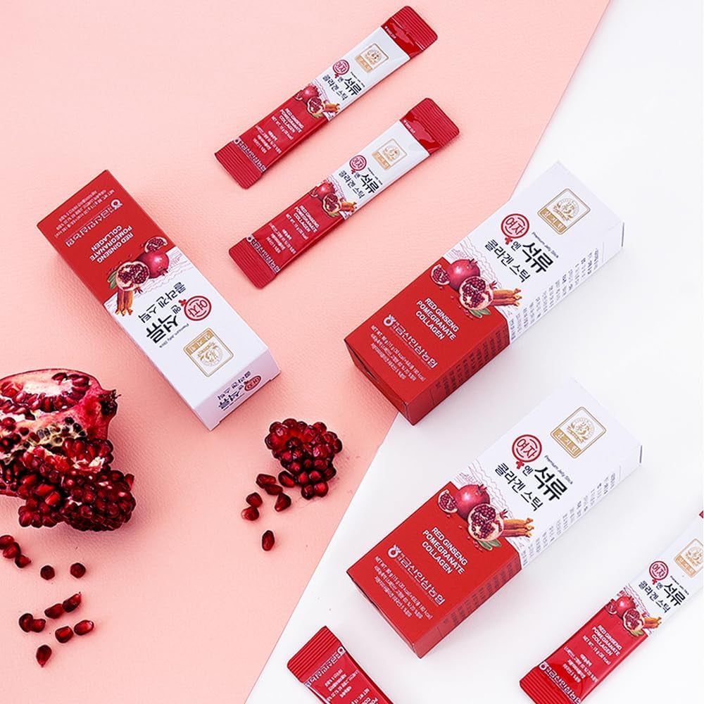 Vtelor Pomegranate Collagen Jelly Stick - 30 Sticks (5 Packs) | Skin, Hair & Nail Support