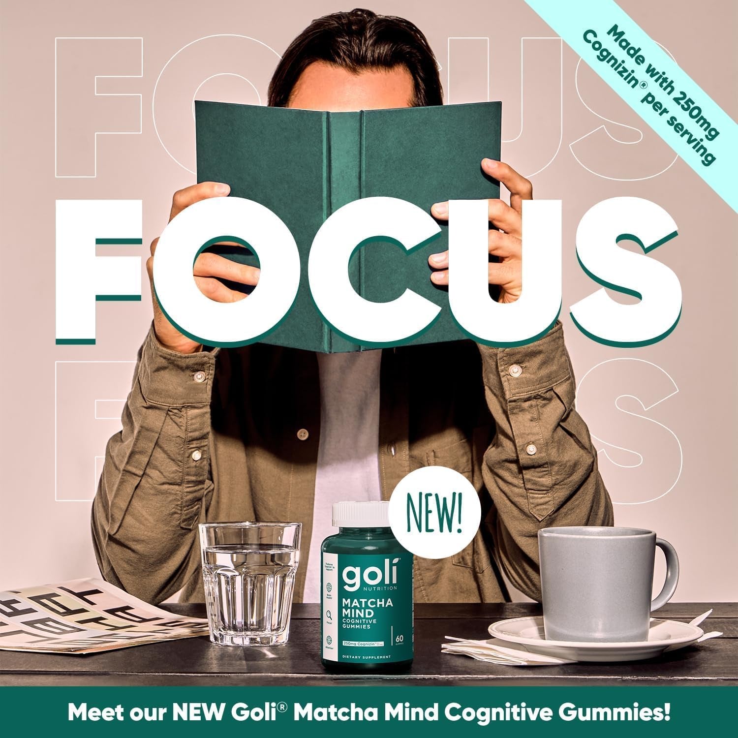 Goli Matcha Mind Cognitive Gummies 60 Gummies | Focus, Mental Clarity & Stress Support