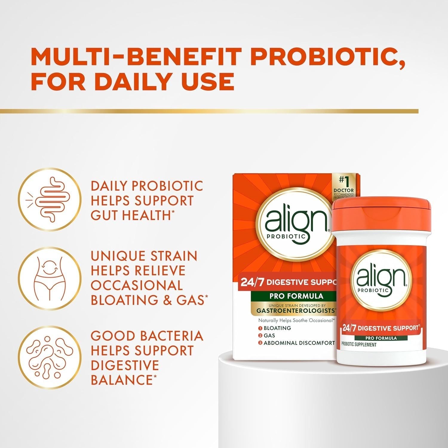 Align Probiotic 24/7 Digestive Support - 30 Capsules | Doctor-Recommended for Gut Health