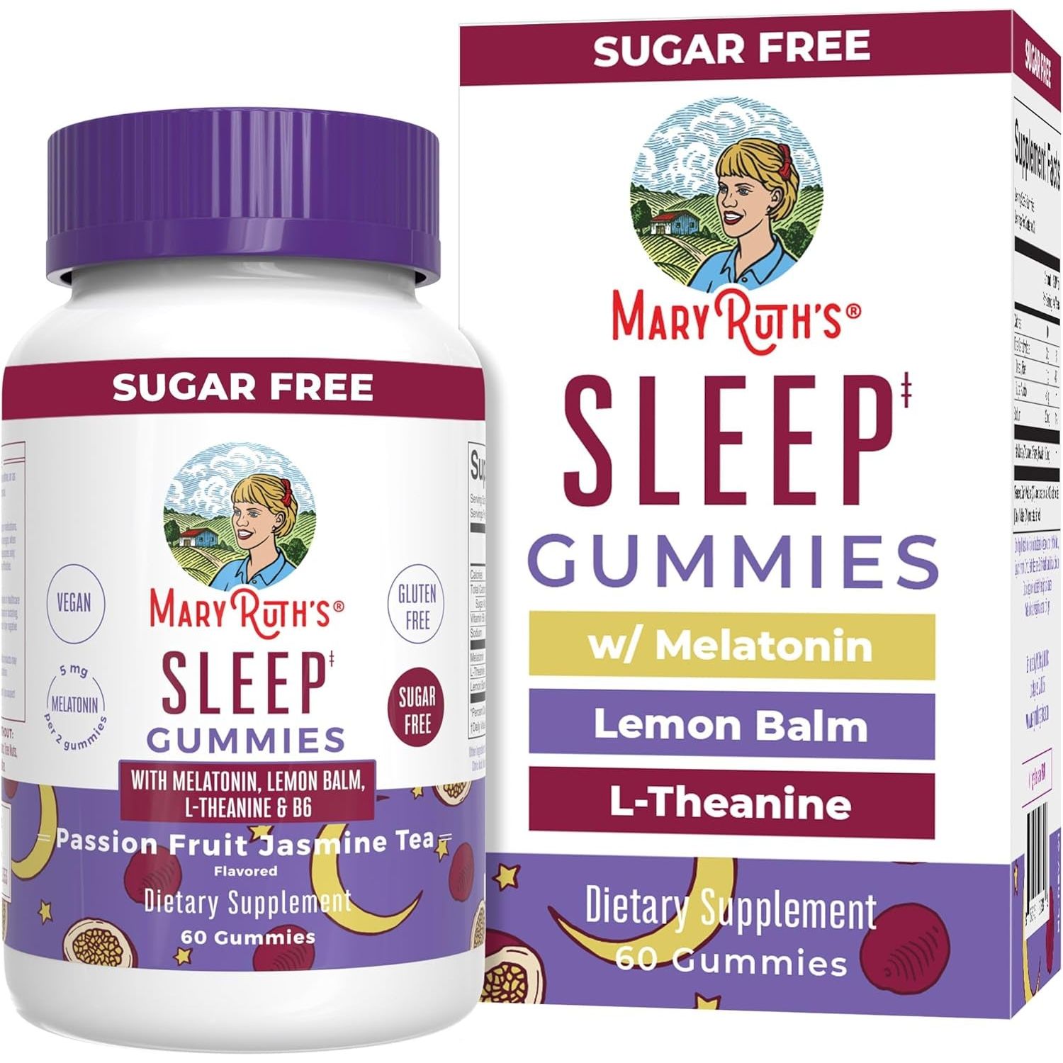 MaryRuth Organics Sleep Gummies  60  Gummies | Vegan Melatonin with L-Theanine & Lemon Balm for Restful Sleep