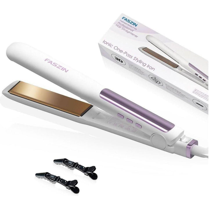 Faszin Professional Ionic One Pass Styling Iron Titanium Hair Straightener with Negative Ion Technology