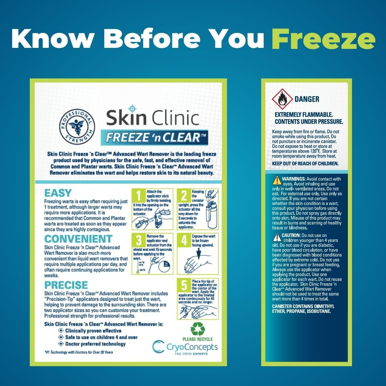 Skin Clinic FREEZE ’n CLEAR Advanced Wart Remover – 80ml | Doctor-Trusted Cryotherapy for Common & Plantar Warts