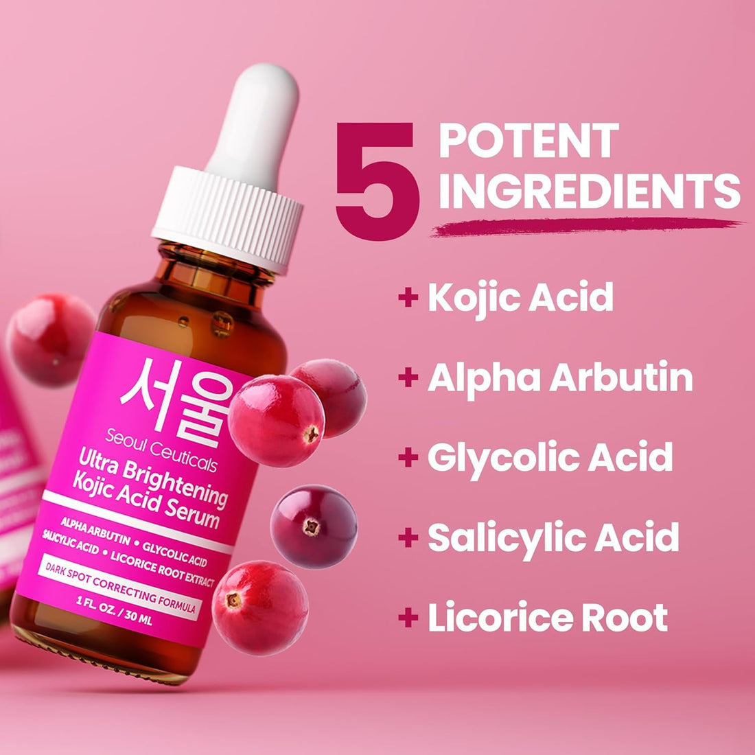 SeoulCeuticals Ultra Brightening Kojic Acid Serum 30ml | Fade Dark Spots & Brighten Skin Tone