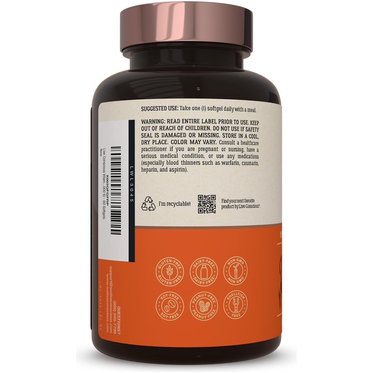 Live Conscious K2 + D3 Supplement 60 Softgels | Bone Strength, Heart Health & Immune Support