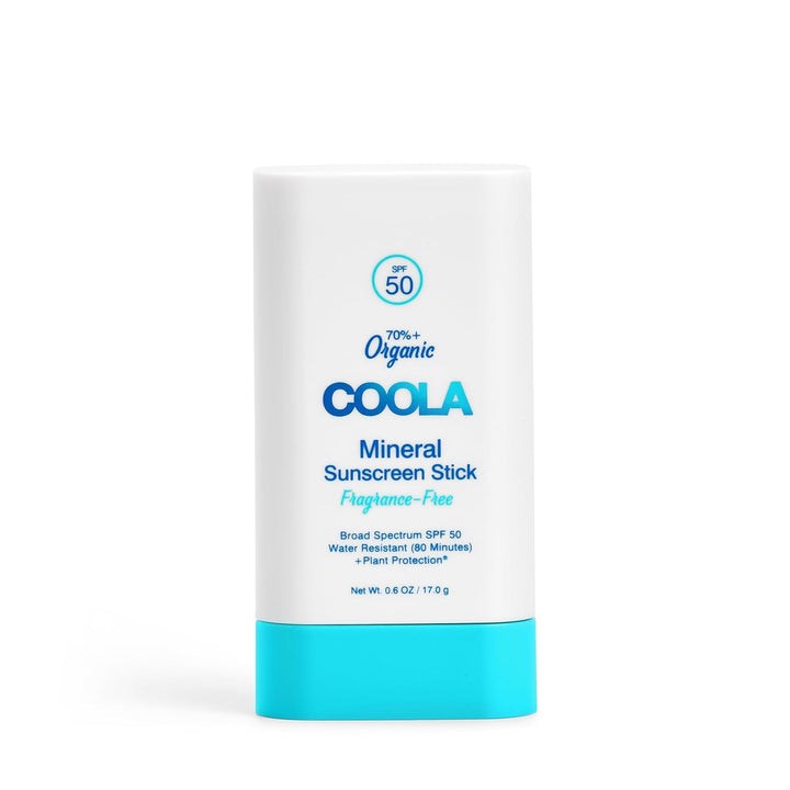 COOLA Mineral Sunscreen Stick SPF 50 Fragrance-Free 17g | Sheer, Sensitive Skin Protection with Non-Nano Zinc