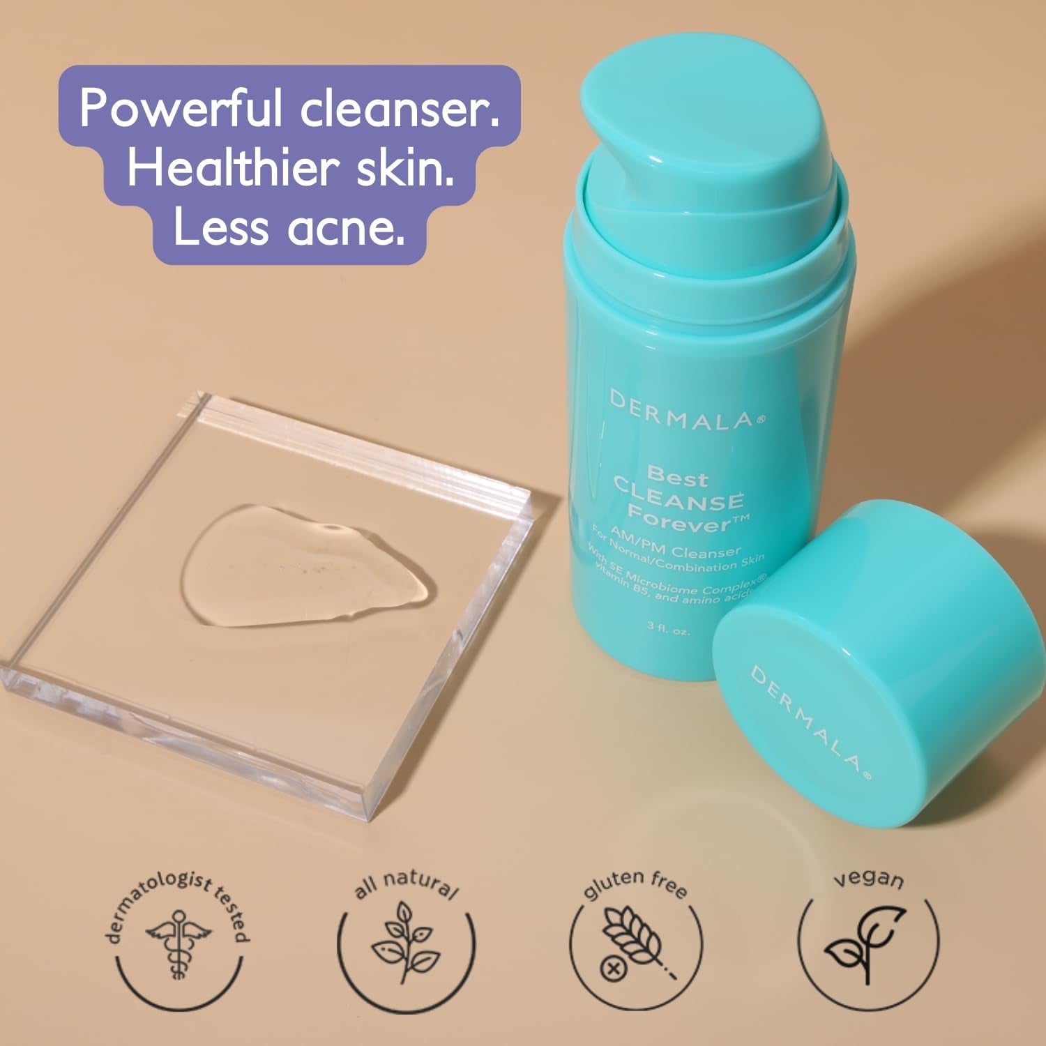Dermala Best Cleanse Forever AM/PM Cleanser – 89ml | Microbiome-Balancing Daily Face Wash for Acne-Prone Skin