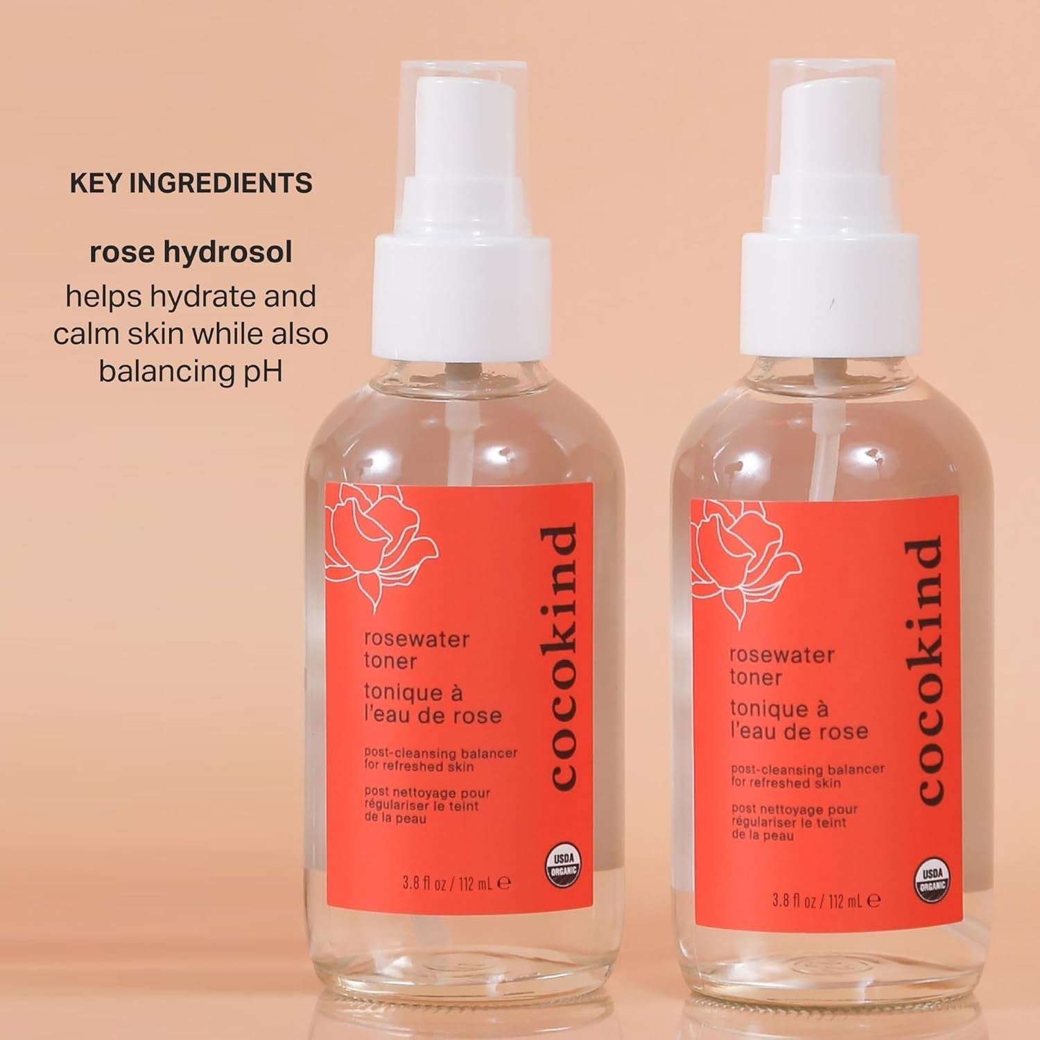 Cocokind Rosewater Toner - 112ml | Hydrating, pH-Balancing Mist for Face & Scalp