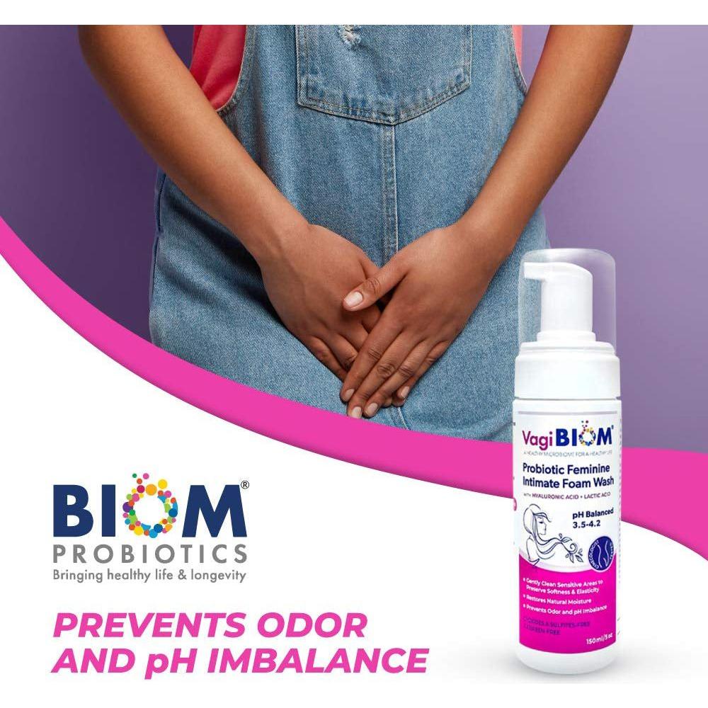 VagiBiom Probiotic Feminine Intimate Foam Wash - 150ml | Hydrating & pH-Balancing Cleanser