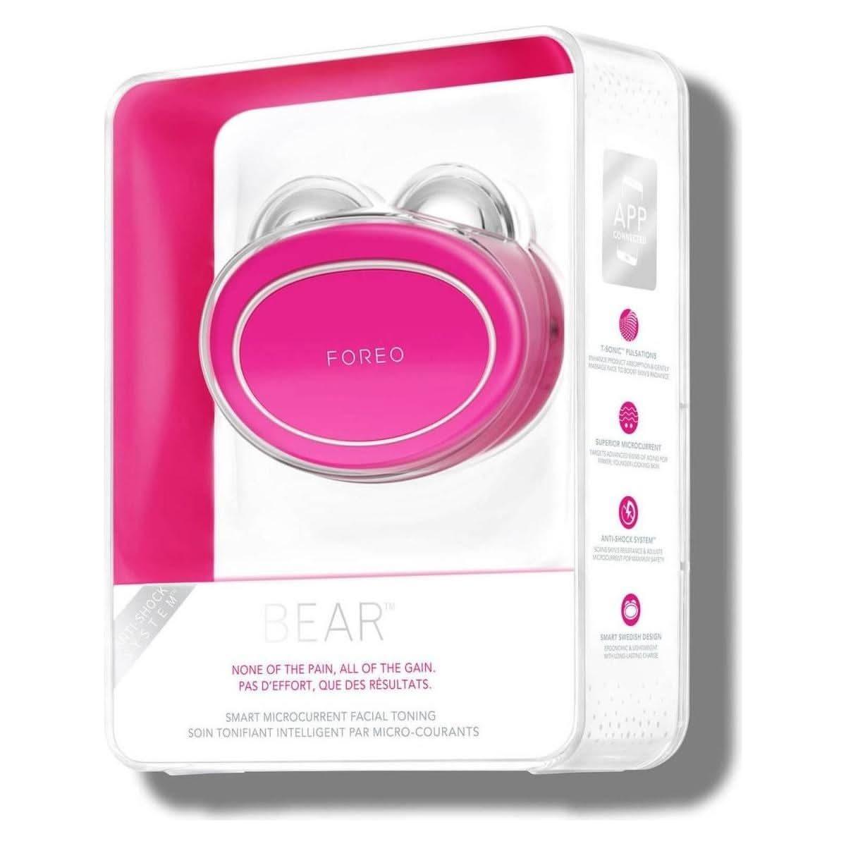 Foreo Bear™ Smart Microcurrent Facial Toning Device — Fuchsia | Lift, Sculpt & Define Professional Facial Contouring — Without Needles or Downtime